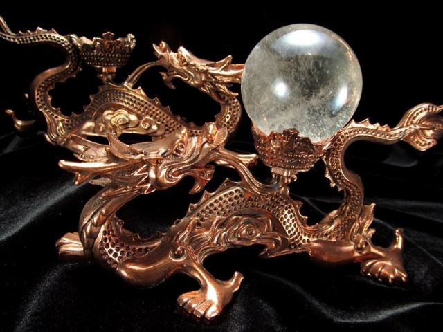 選べる3種類 ヴィンテージ調 神龍デザイン 天然石丸玉用台座 幅17cm