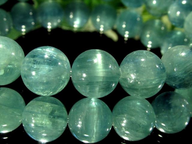 希少カラー! 3A+ グリーン カイヤナイト ブレスレット 9mm-9.5mm×21珠  