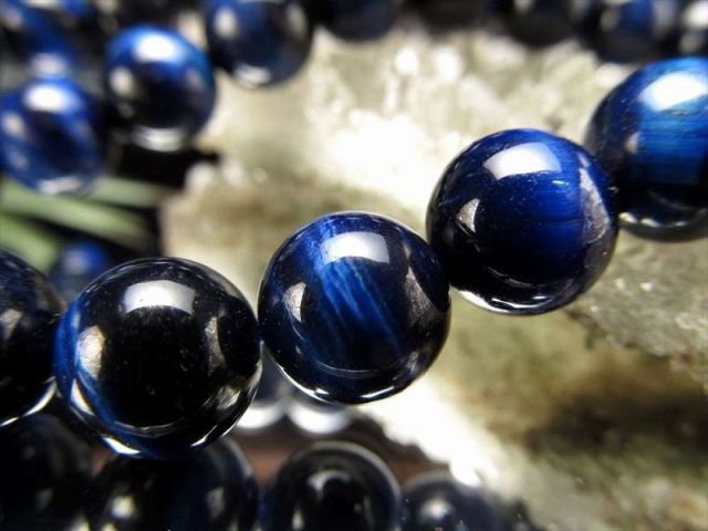 激安宣言 AAA 約14mm珠 ブルーカラー タイガーアイ 一連 約37-39cm