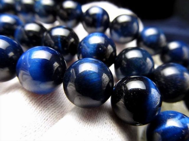 激安宣言 AAA 約14mm珠 ブルーカラー タイガーアイ 一連 約37-39cm