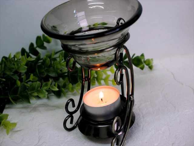 アンティークデザイン アロマポット ゴールドメタル アロマバーナー 香炉 ディフューザー キャンドル式 カップキャンドル付き パワーストーン 天然石