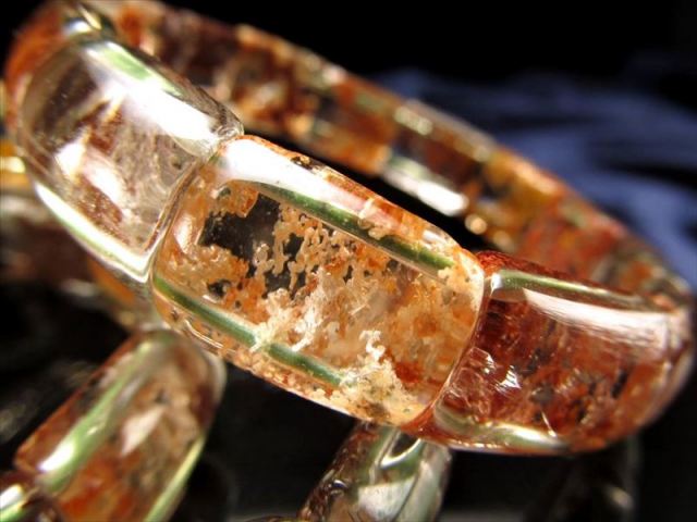 透明度抜群 AA 暖色ガーデンクォーツ バングルブレスレット 幅約11mm 和やかな暖色MIXカラー 癒し 健康長寿 ブラジル産