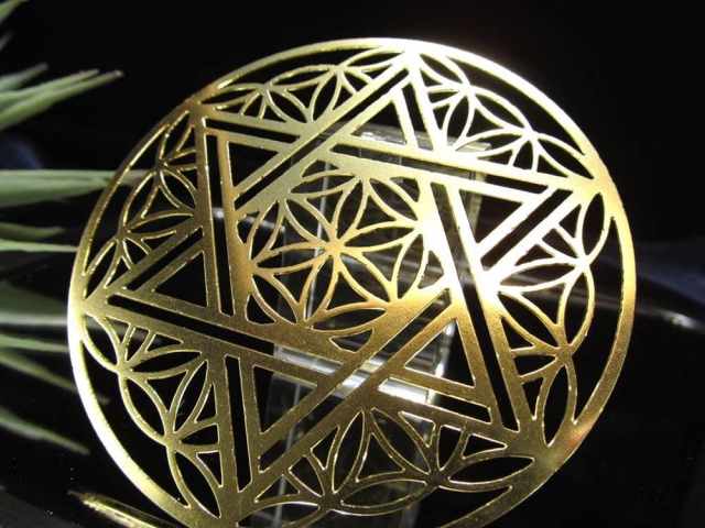 六芒星&フラワーオブライフ 直径約79mm 厚み約0.6mm 1個売り ゴールド