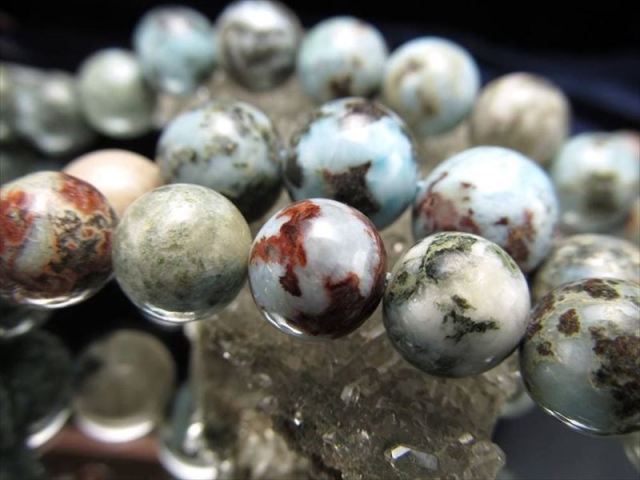 激安宣言 約12mm珠 ラリマー 連 一連 約38-40cm ナチュラル感たっぷりの母岩入りラリマー ビーズ 天然石 ドミニカ共和国産 geki-sak パワーストーン 天然石