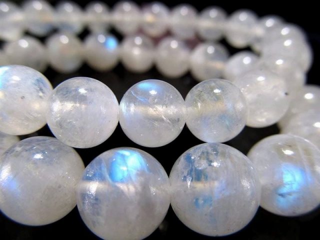 AA+ ブルームーンストーン ブレスレット 約9mm-9.5mm×21珠前後 月光を思わせる神秘的ブルーシラー 愛と予言と透視の石 インド産