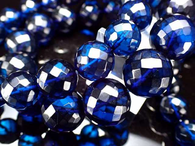 5A サファイア ブルーアンバー カット ブレスレット 約4.5mm-5mm×37珠