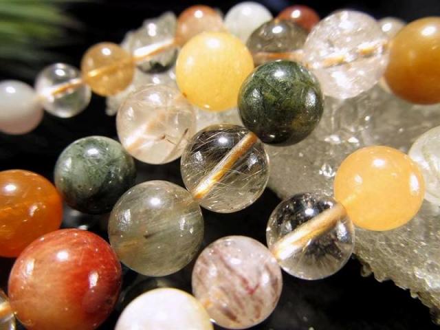 激安宣言 約10mm珠 MIXルチルクォーツ 一連 約37-39cm 様々なルチルが楽しめる お得な連販売ルチル ブラジル産 geki-sak パワーストーン 天然石