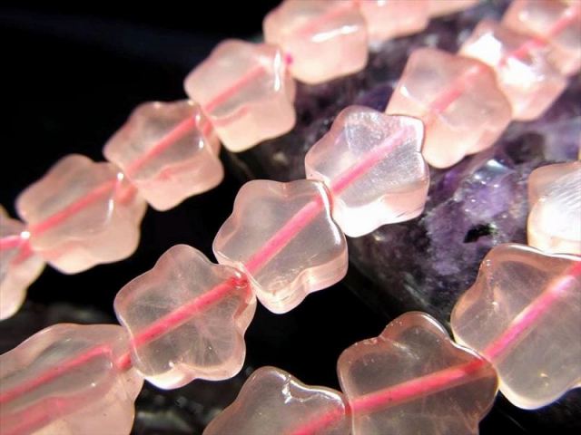 激安宣言 星型 約10mm ローズクォーツ スター型 一連 約38-40cm ブラジル産 geki-sak パワーストーン 天然石