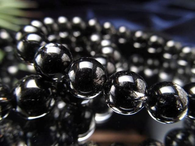 AA 黒針たっぷりタイプ ブラックルチルクォーツ ブレスレット 8.5mm