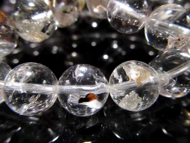 超希少AAA オイルインクォーツ 石油入り水晶 ブレスレット 8.5mm-9mm