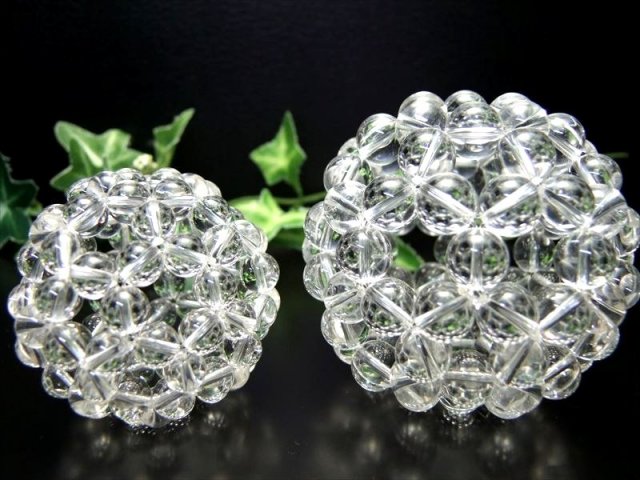 制作保証書付き 水晶 フラーレン 約8mm珠使用 直径約52ミリ 重さ