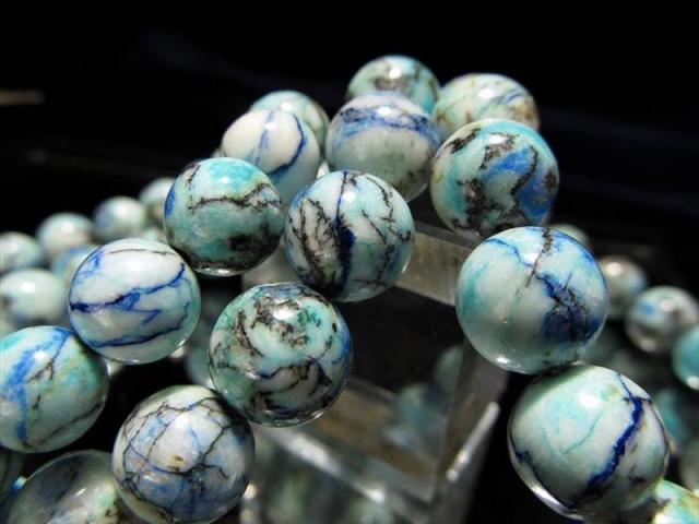 入荷頻度の少ない希少石 !【アズライトインバライト ブレスレット】約6.5mm-7mm×25珠前後 人生をサポートしてくれる石【ペルー産】