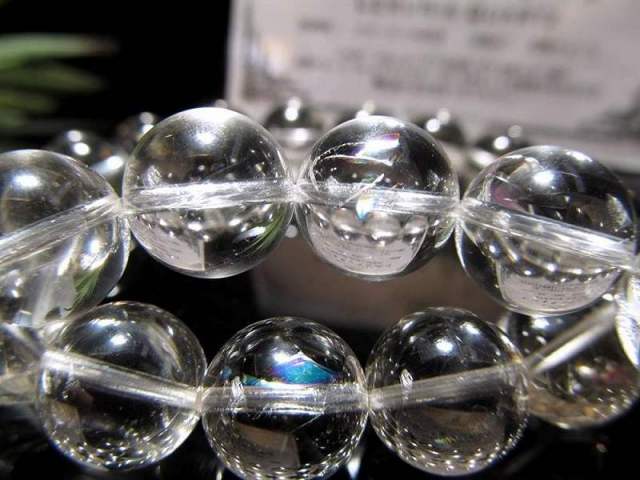 美麗な虹色の輝き アイリスレムリアンシードクリスタル ブレスレット 12mm-12.5mm×17珠前後 ギャランティーカード付き 幻の逸品を贅沢使用