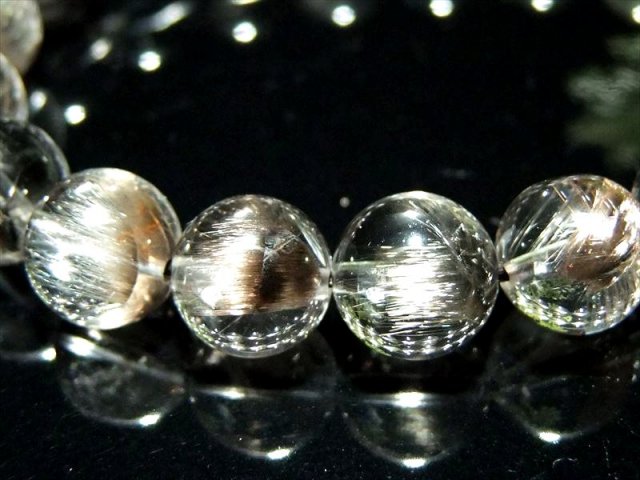 4A プラチナルチルクォーツ ブレスレット 9.5mm-10mm×20珠 落ち着きと 