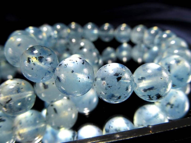 個性的見た目の人気天然石 AA+ ブラックトルマリンインアクアマリン