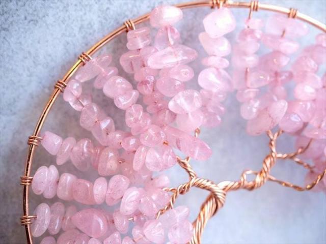 ローズクォーツ ツリーオブライフ サンキャッチャー 全長約50cm-55cm