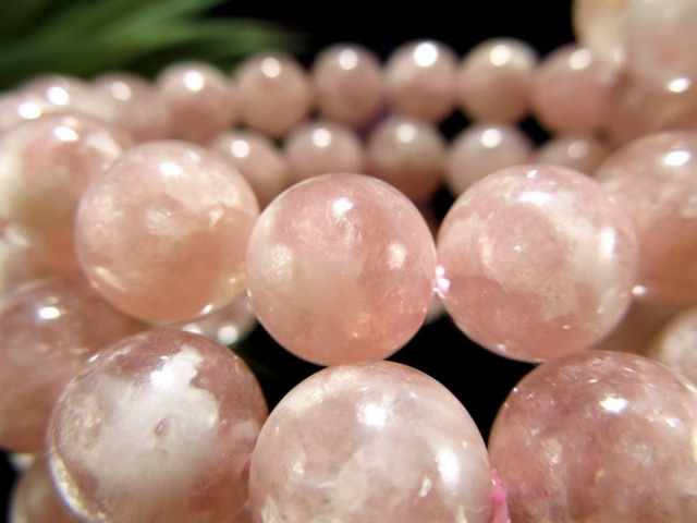 ピンクマイカ レピドライトシリカ ブレスレット 約10mm-10.5mm×19珠前後 ピンクマイカと水晶が共生 ふんわりピンク ブラジル産 パワーストーン 天然石