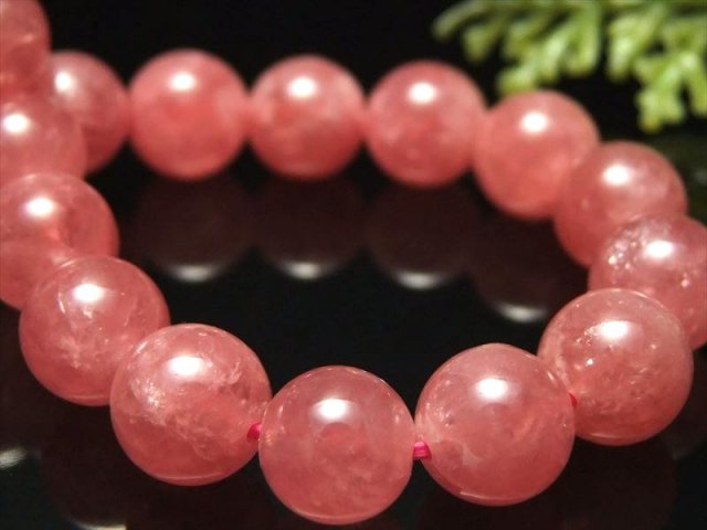 透明 濃いピンク 5A インカローズ ブレスレット 8.5mm-9mm×22珠 ロード  