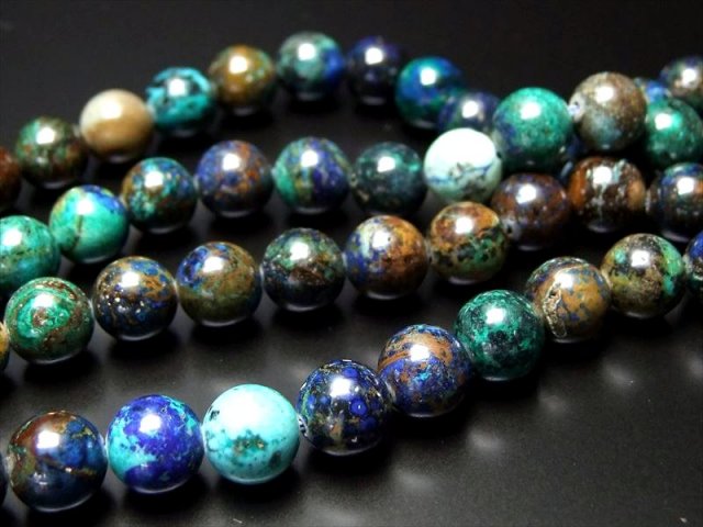 8mm珠 クリソコラ 一連 約38-40cm 珪孔雀石 ペルー産 パワーストーン 天然石