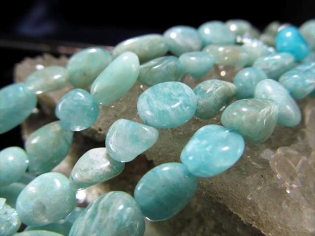 アマゾナイト 天河石 タンブル連 粒サイズ 約6mm-8mm 一連 約38-40cm 高品質入荷 お買い得タンブル連 アフリカ産