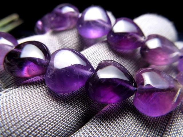 激安宣言 ハート型 約10mm アメジスト 紫水晶 一連 約37-39cm 極上