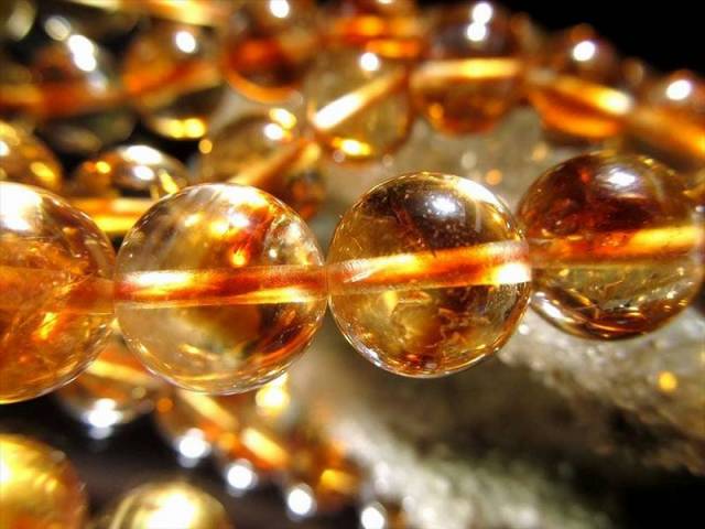 激安宣言 約6mm珠 シトリンファントム（幻影黄水晶）一連 約37-39cm 中