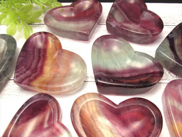 キャンディ フローライトハート皿器浄化皿小物入蛍石②