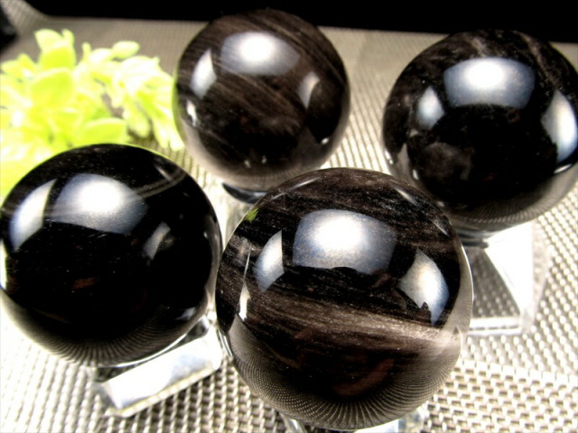 希少 3A シルバー オブシディアン 丸玉 直径約39mm-41mm 大人気丸玉 白銀シラー シラー 黒曜石 メキシコ産 hos パワーストーン 天然石
