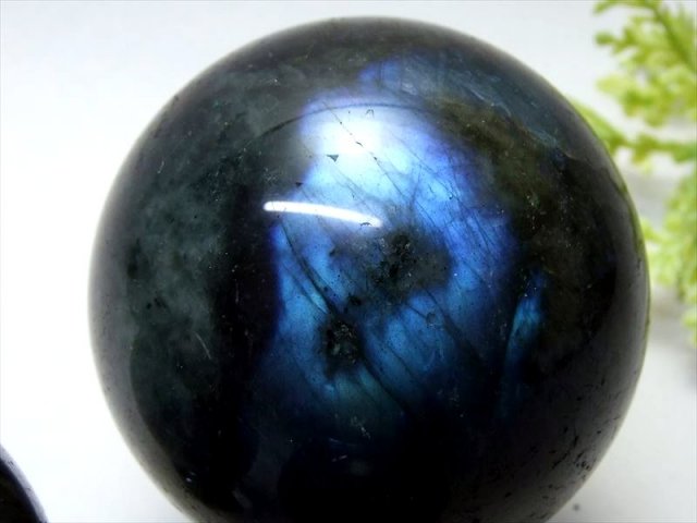 3A+ ブルー＆レインボーシラー ラブラドライト 丸玉 直径約44mm-46mm  