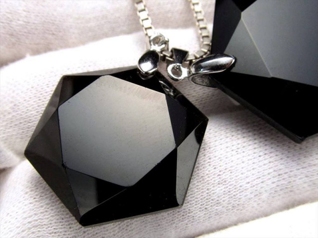 魔除けの印 モリオン 黒水晶六芒星 ヘキサゴン型ペンダントトップ 石