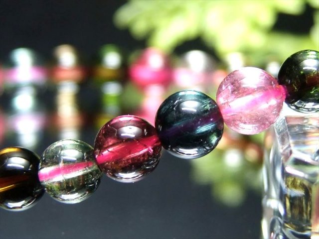 パライバ＆インディゴ＆ルベライト S級 超透明 MIXトルマリン(電気石) ブレスレット 6mm-6.5mm×30珠 心に活力と勇気を与える石 幸運・健康を引き寄せる石