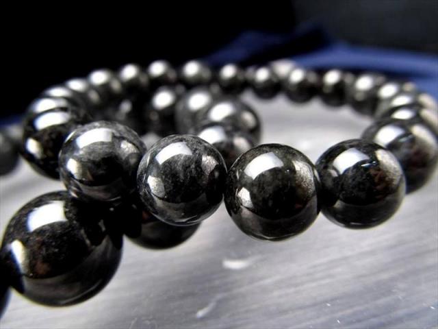 巨珠 良好品質 ブラックジェイド 黒翡翠 /硬玉 ブレスレット 約17mm