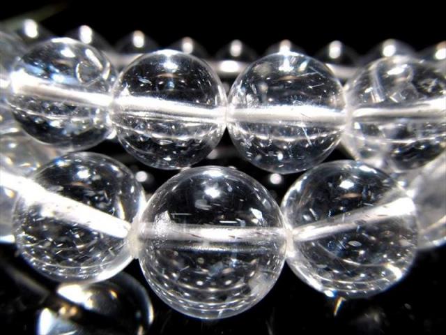 希少 国内流通無し ダイヤモンドダストクォーツ マイカインクォーツ ブレスレット 11.0mm-11.5mm×18珠前後 幻想的に美しく舞う透明結晶 ブラジル産