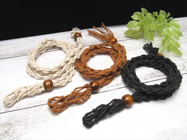 長さ調節可能 天然石用 メッシュバック ネックレス 全長45cm 入れ替ペンダント 手織りメッシュ ホワイト ブラック ブラウン カラー 取り外し簡単