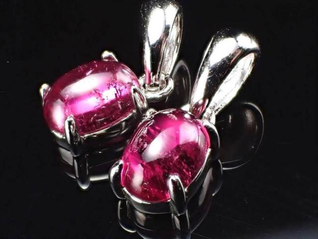最高級 5A 宝石質 ピンクトルマリン ペンダントトップ ぷっくりオーバル型 石サイズ 縦約7mm×横約5mm 1個売り 超透明 10月の誕生石 SILVER925 ブラジル産