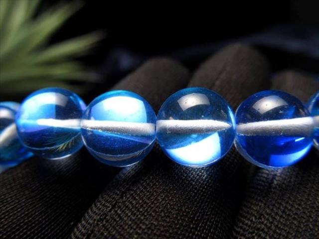 約10mm珠 ディープブルー・レインボーグラスオーラ・ルナフラッシュ