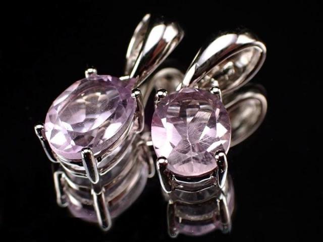5A ピンクアメジスト ペンダントトップ オーバル型 石サイズ縦約8mm 横約6mm 超透明宝石質 極上品質ライトピンク Silver925 2月の誕生石 ブラジル産