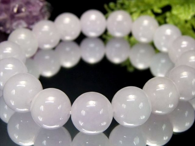 ほんのりラベンダー ラベンダー翡翠 ブレスレット 約11.5mm-12mm×17珠  