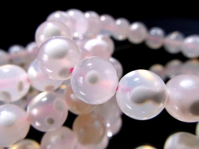 艶光沢抜群!【スポット アゲート (瑪瑙) ブレスレット】約10.0mm-10.5mm×19珠前後 独特の斑点模様 古代メソポタミア文明からの技法を使用 ふんわり 桜【内モンゴル自治区産】