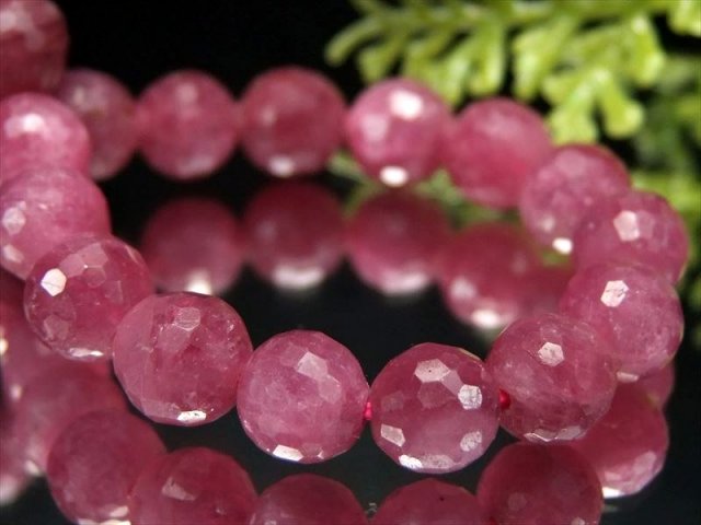 極上多面カット! 4A ルビー(紅玉)ミラーボールカット ブレスレット 7mm  