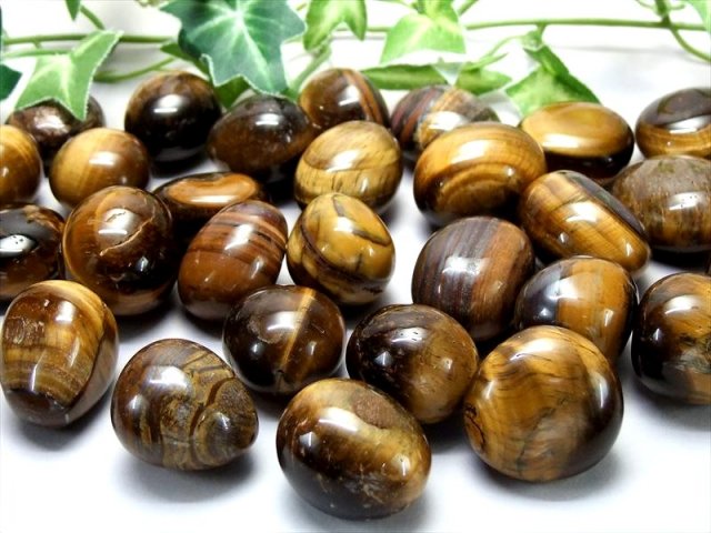 金運・仕事運の石 タイガーアイ 虎目石 タンブル 詰め合わせ 一袋100g