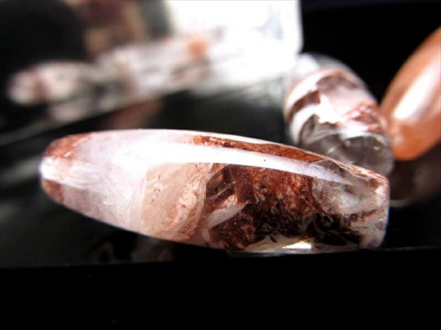 3Aグレード マニカランクォーツ 天珠型 ビーズ 石サイズ:長さ約30mm 1