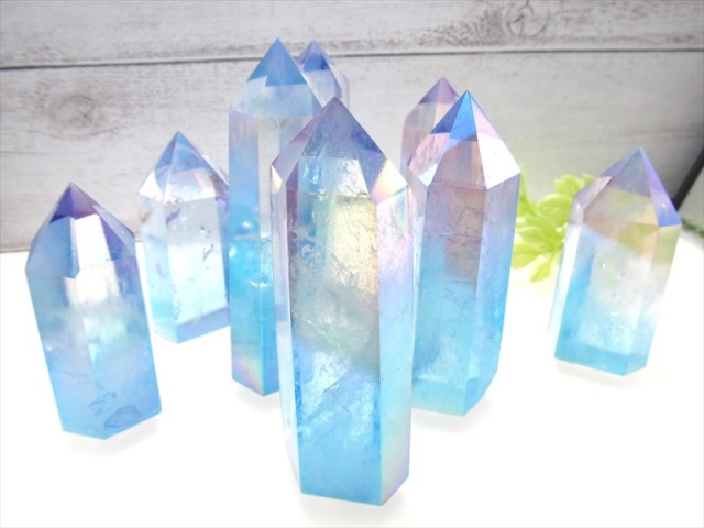 紫陽花色 ヴィーナスベルトカラー 天然水晶 ポイント 六角柱 70g-80g