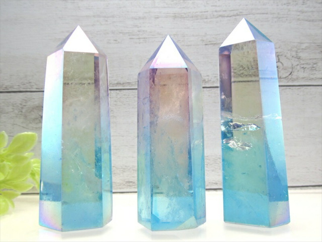 紫陽花色 ヴィーナスベルトカラー 天然水晶 ポイント (六角柱) 110g