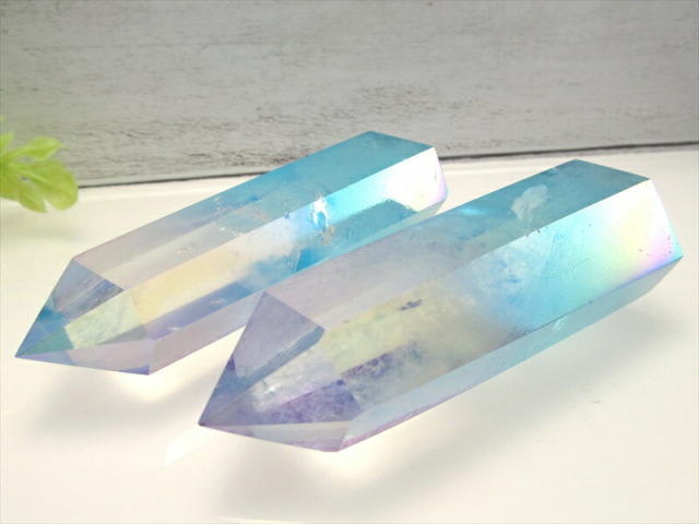 紫陽花色 ヴィーナスベルトカラー 天然水晶 ポイント (六角柱) 110g