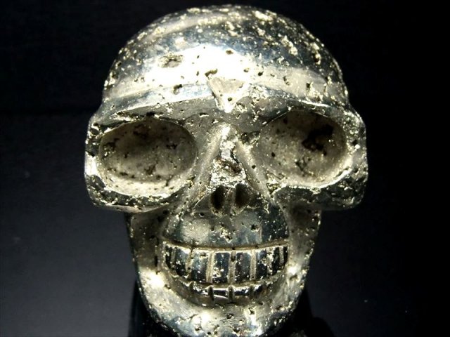スカル パイライト ドクロ(スカル)型 彫刻置物 高さ約71mm 重さ507g