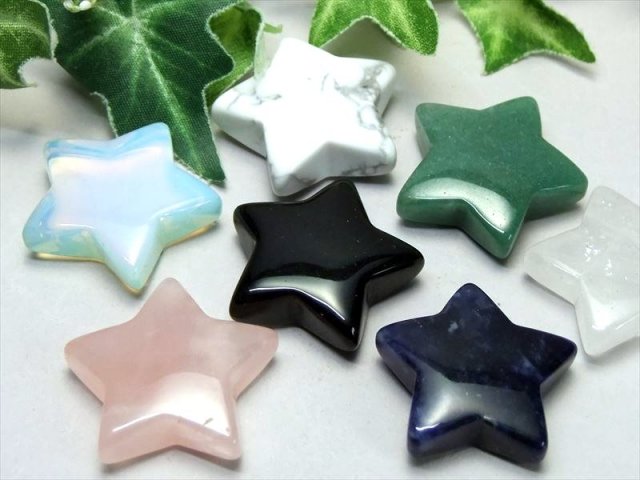 選べる13種 NEW天然石追加 ミニサイズ ぷっくり星型タンブル 1個売り 幅約30mm前後 オブシディアン シンセティック 人工 オパール マホガニーオブシディアン