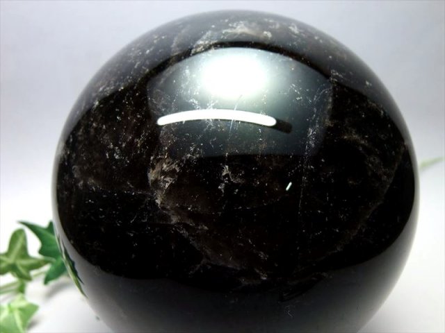 特大サイズ 漆黒の丸玉 モリオン 黒水晶 丸玉 台座付き 重さ約3270g 