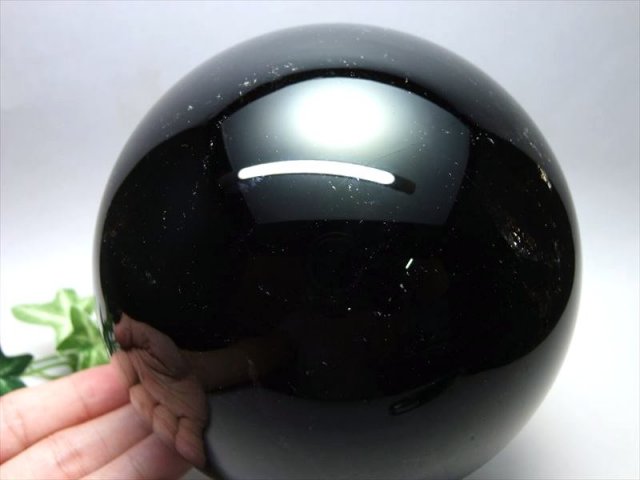 特大サイズ 漆黒の丸玉 モリオン 黒水晶 丸玉 台座付き 重さ約3270g 