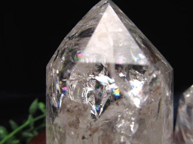 レインボー クラック 水晶 ポイント 約100g-110g 幸運